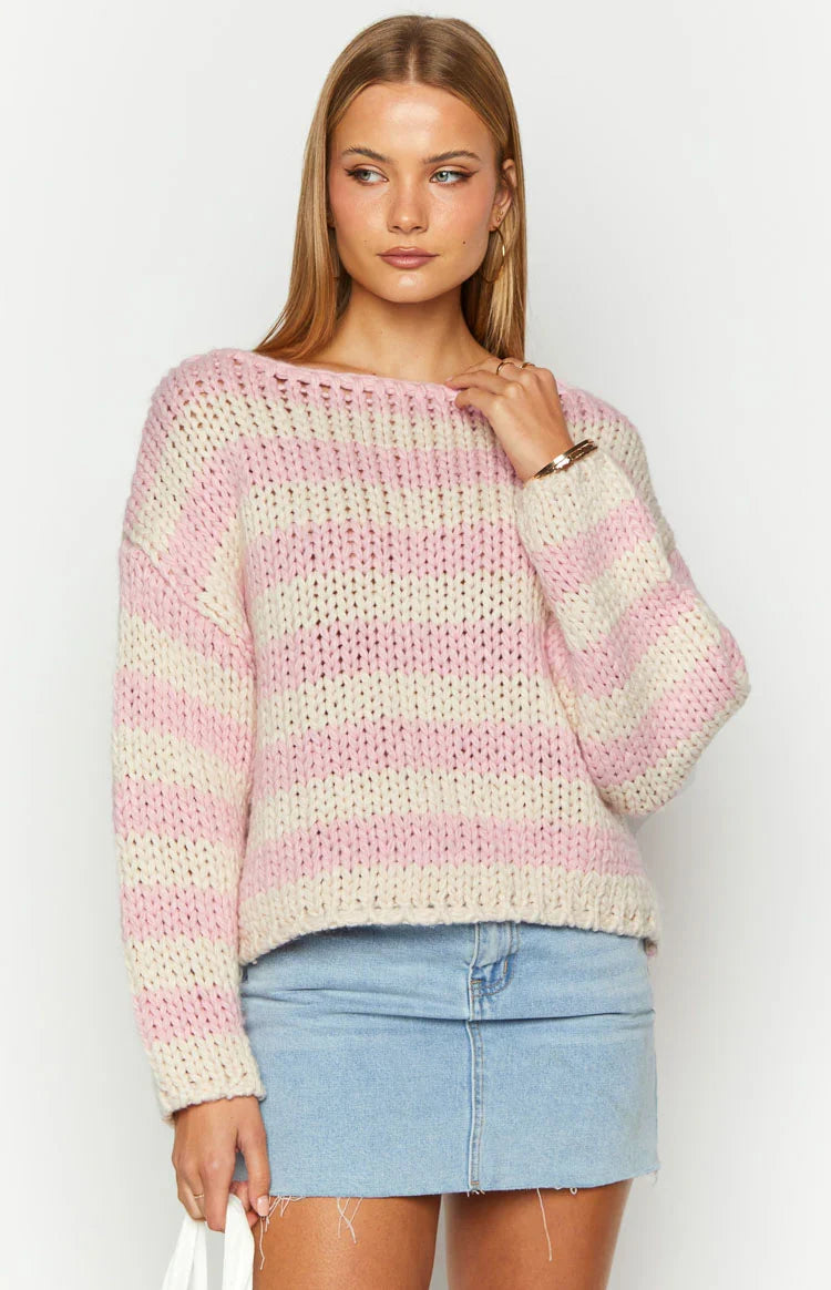 Bea Pink Striped Sweater — 4