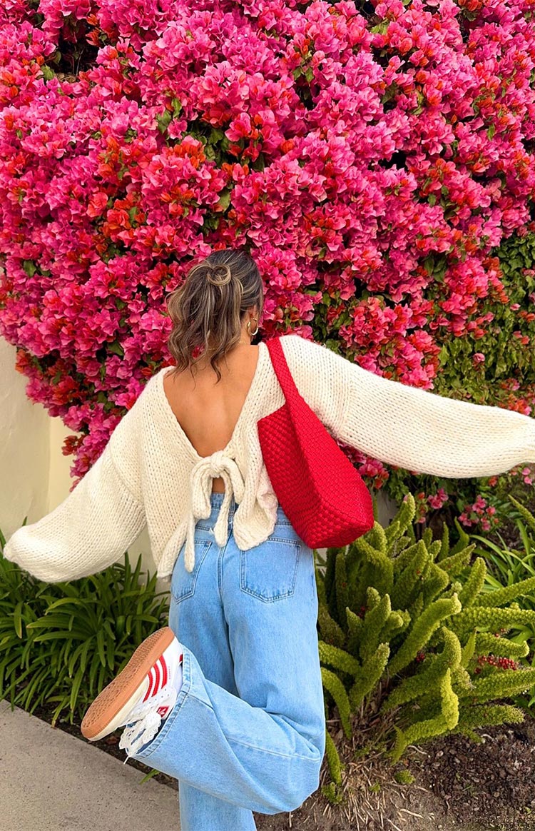 Holiday Cream Tie Up Knit Cardigan — 15
