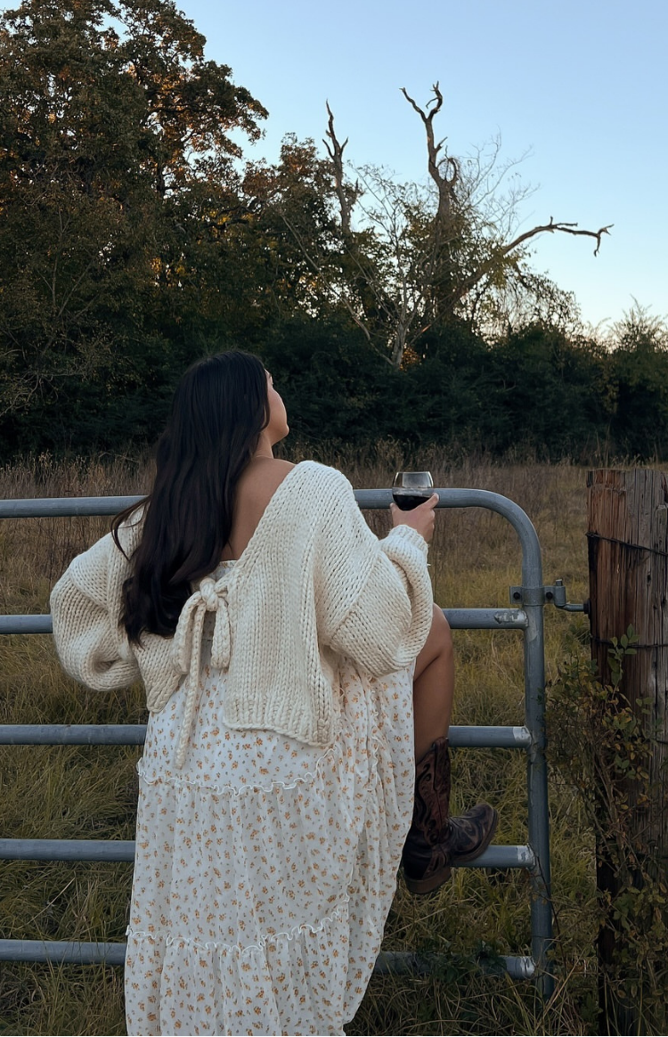 Holiday Cream Tie Up Knit Cardigan — 19