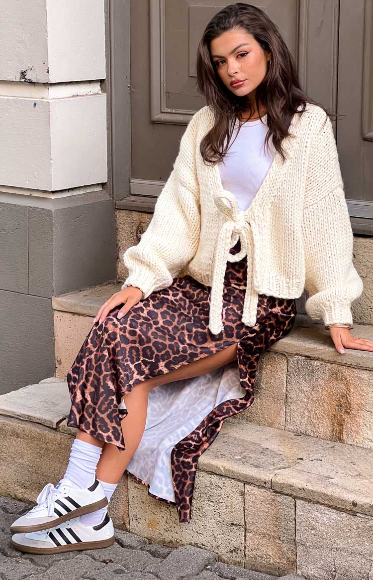 Holiday Cream Tie Up Knit Cardigan — 20