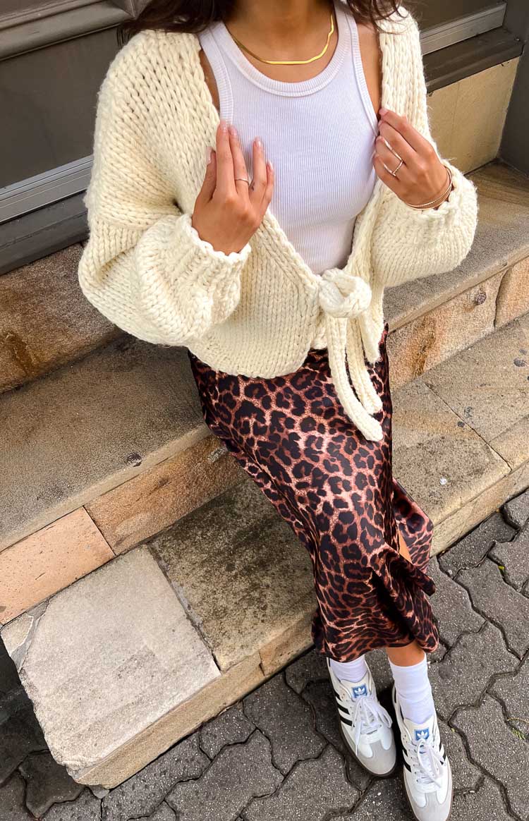 Holiday Cream Tie Up Knit Cardigan — 21
