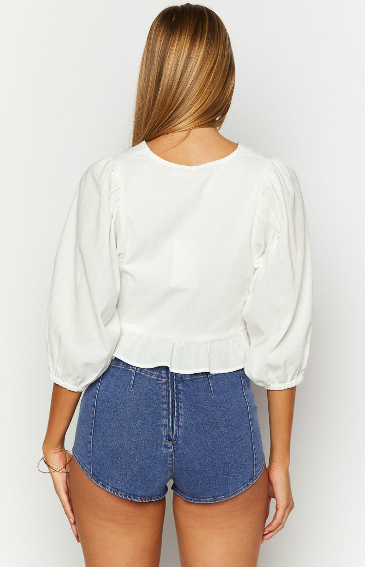 Leisha Dark Denim Micro Shorts — 7