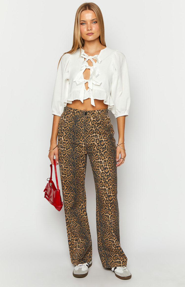 Brunet Leopard Print Straight Leg Jeans — 7