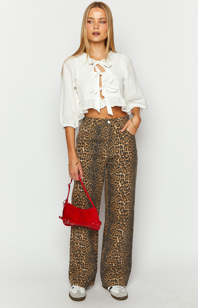 Brunet Leopard Print Straight Leg Jeans — 8
