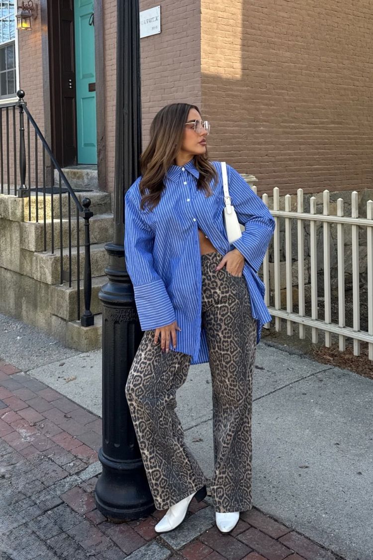 Brunet Leopard Print Straight Leg Jeans — 2