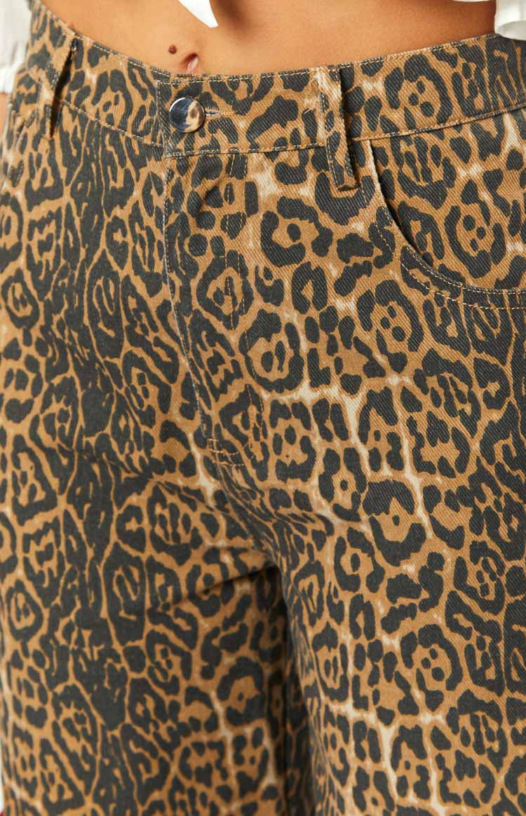 Brunet Leopard Print Straight Leg Jeans — 11