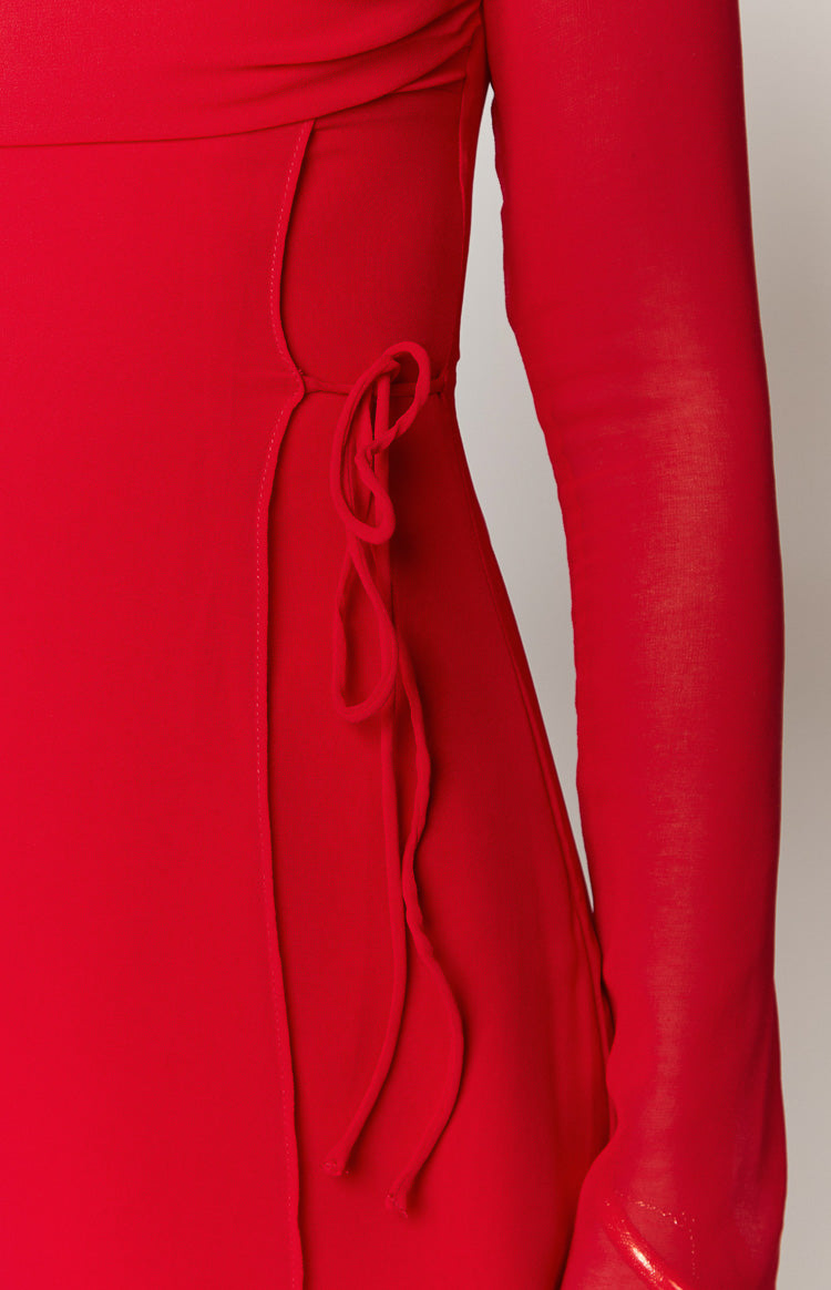 Lucy Red Long Sleeve Mini Dress — 6