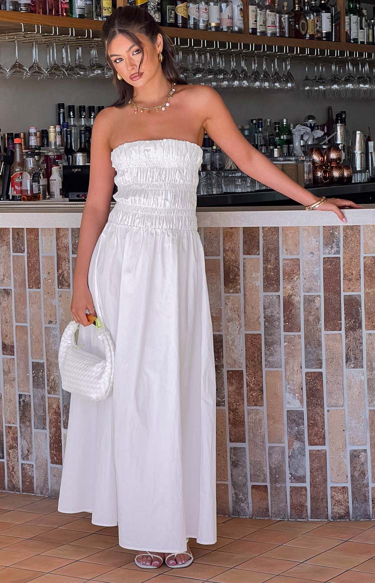 Benetti White Strapless Maxi Dress — 1