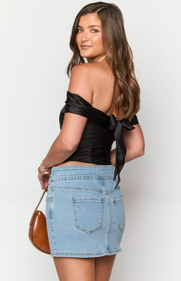 Ria Light Wash Denim Mini Skirt — 7