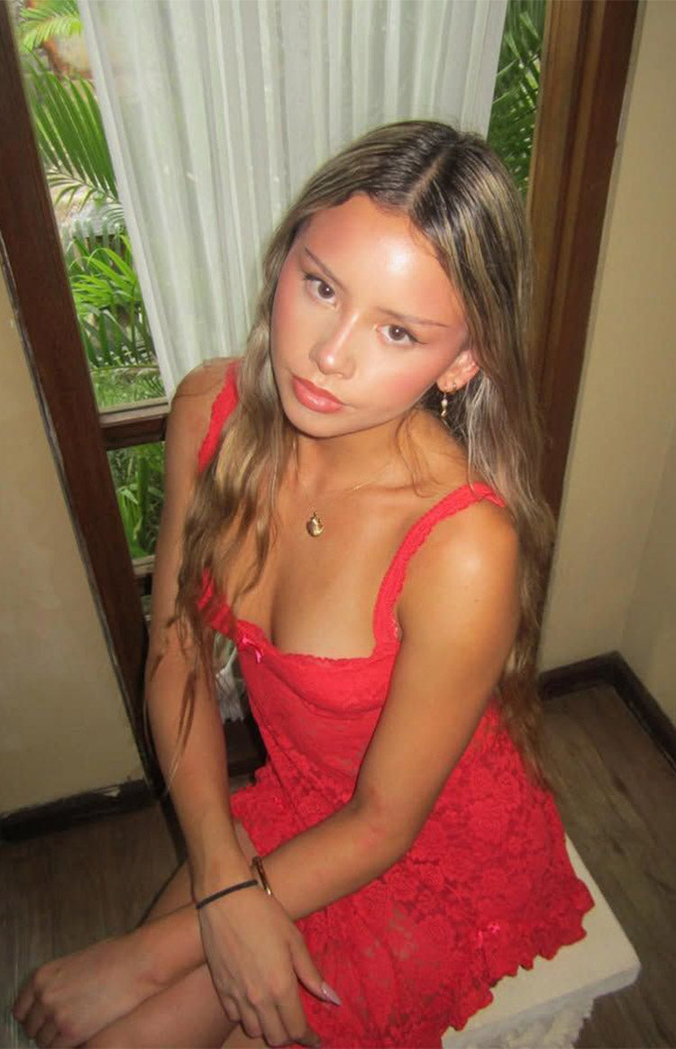 All Mine Red Lace Mini Dress — 2