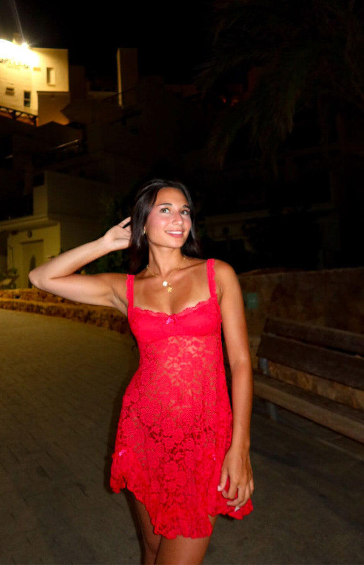 All Mine Red Lace Mini Dress — 14
