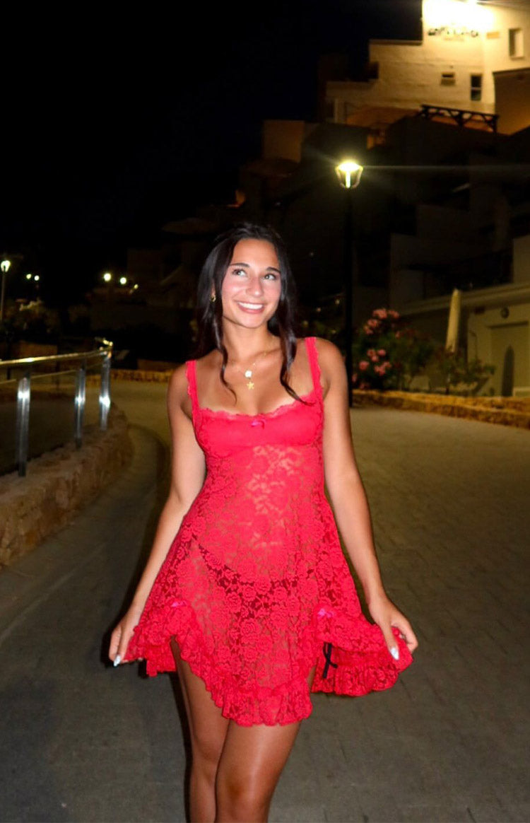 All Mine Red Lace Mini Dress — 15