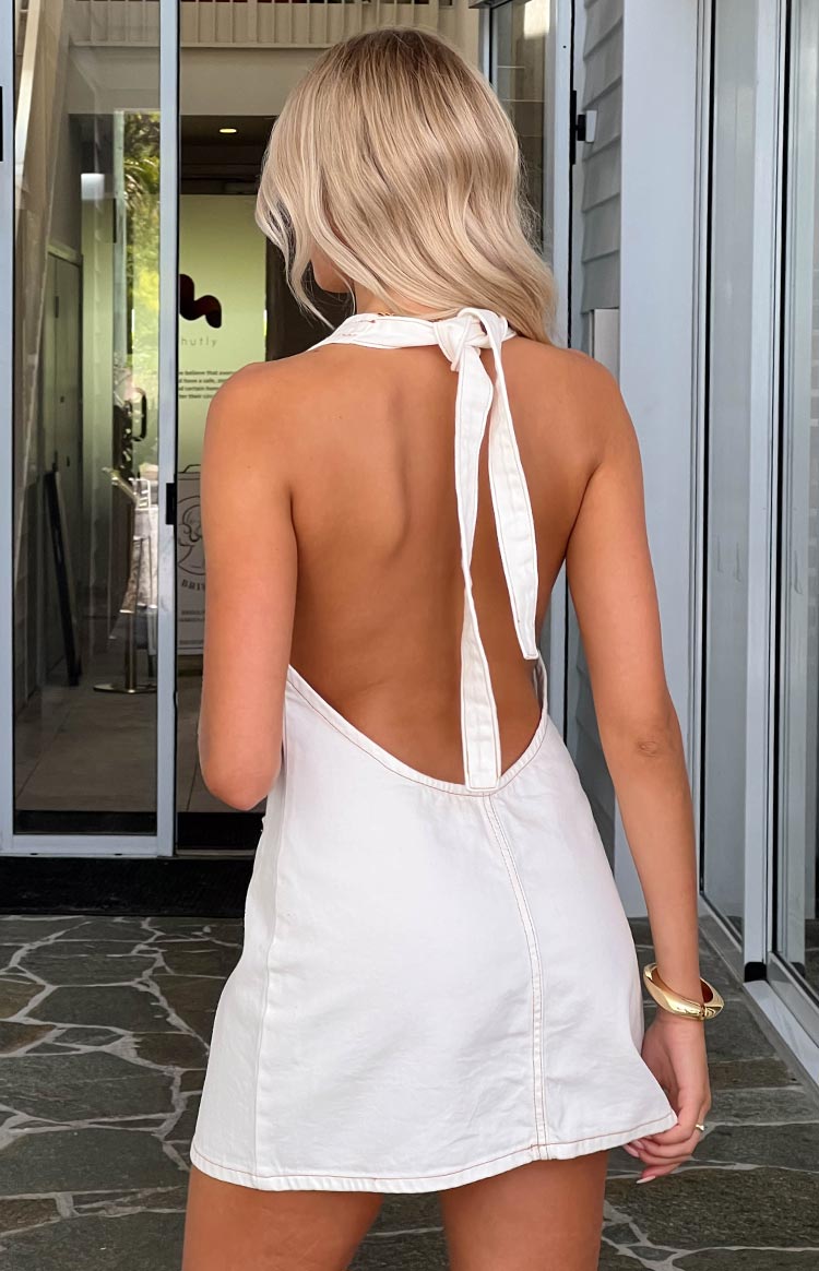 Corbin White Denim Halter Neck Mini Dress — 18