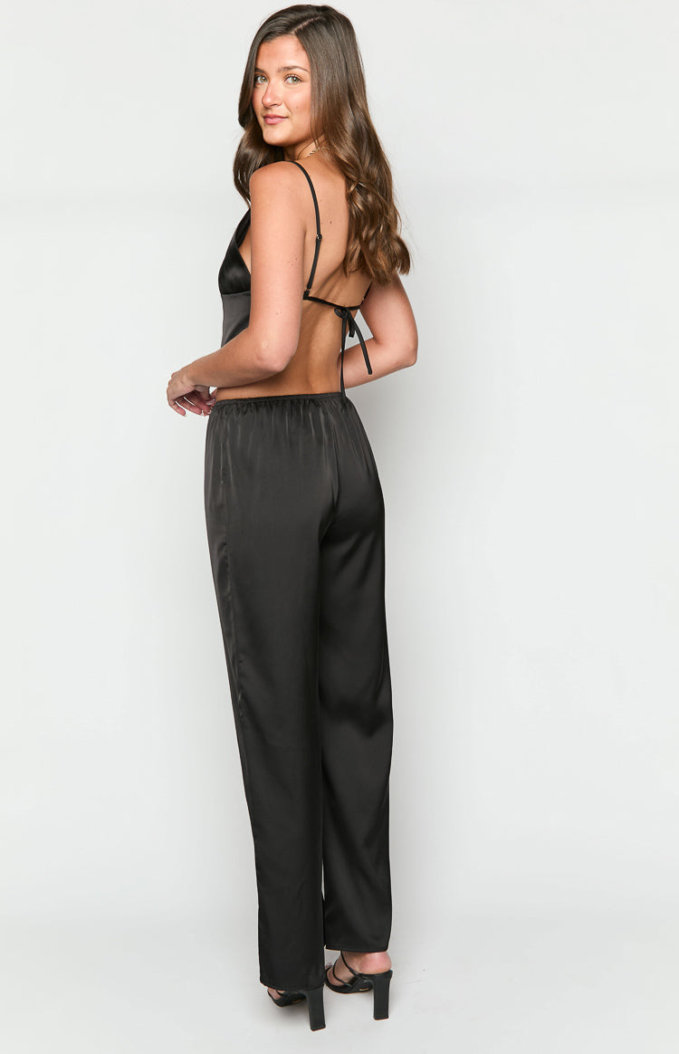 Bridget Black Satin Pants — 5