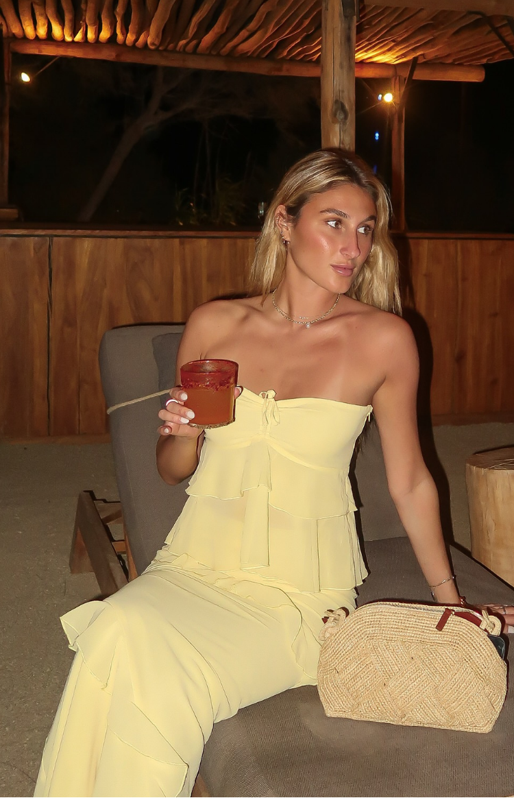 Raleigh Yellow Ruffle Strapless Top — 1