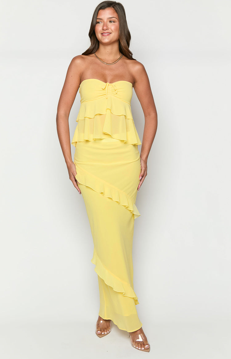 Raleigh Yellow Ruffle Strapless Top — 3