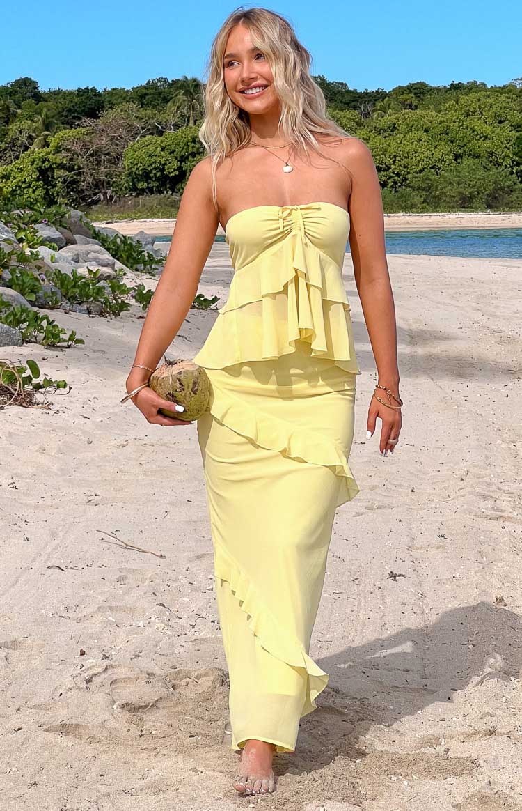 Raleigh Yellow Ruffle Strapless Top — 10