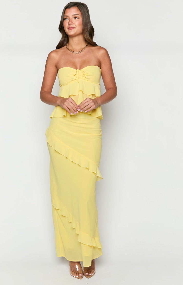 Raleigh Yellow Ruffle Maxi Skirt — 1