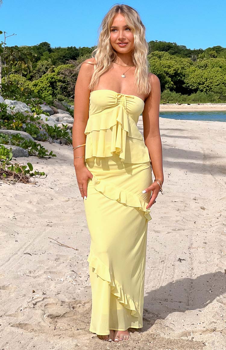 Raleigh Yellow Ruffle Maxi Skirt — 10