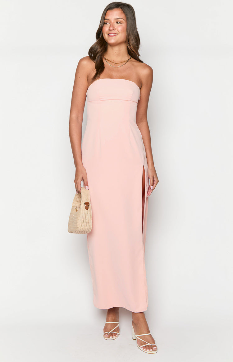 Lenora Pink Strapless Maxi Dress — 1
