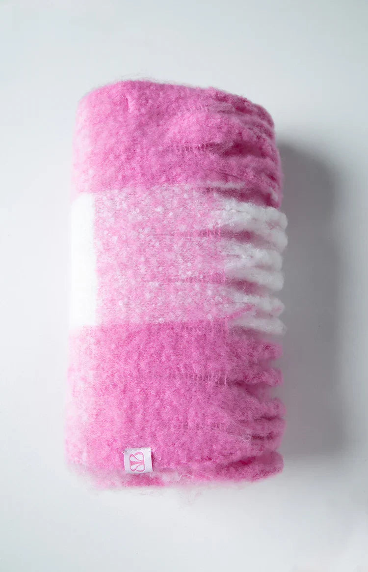 Pink Check Blanket Scarf — 3