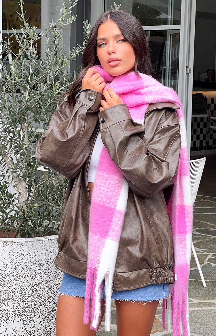 Pink Check Blanket Scarf — 5