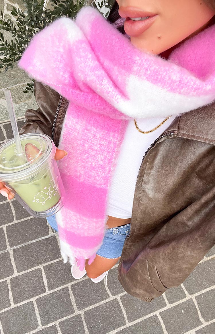 Pink Check Blanket Scarf — 6