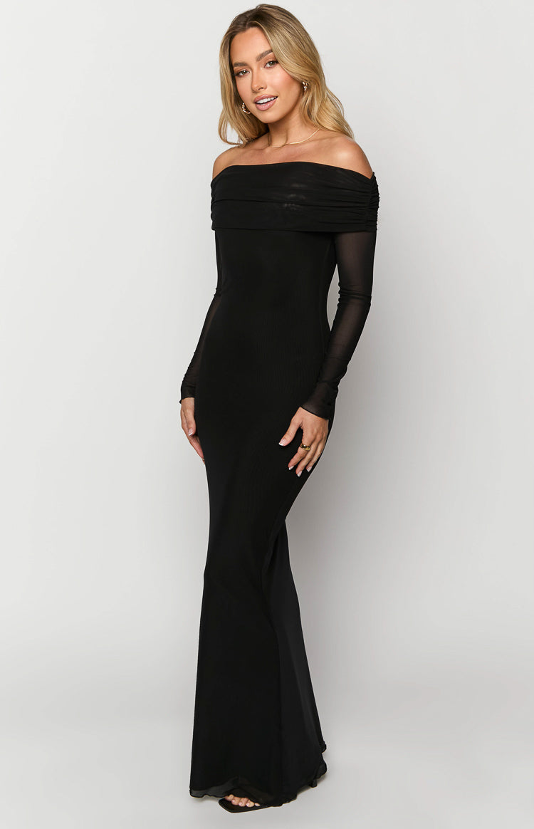 Coraline Black Long Sleeve Maxi Dress — 1