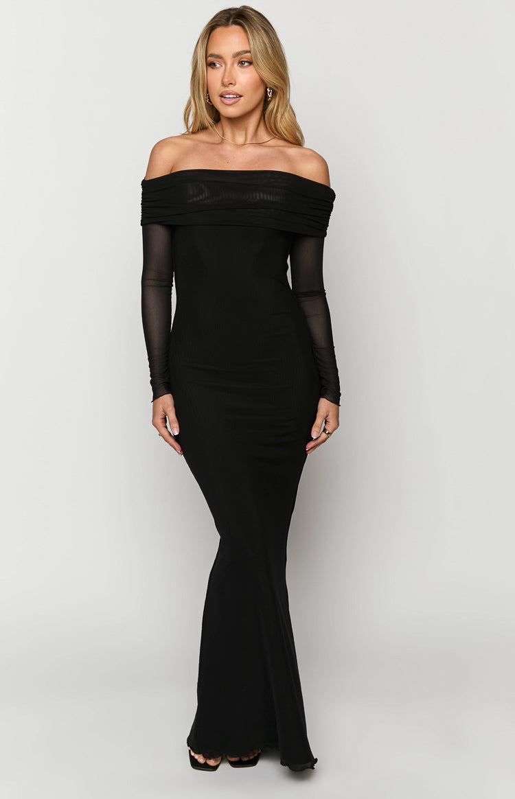 Coraline Black Long Sleeve Maxi Dress — 5