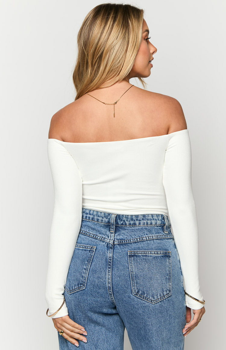 Intan White Off the Shoulder Bodysuit — 7