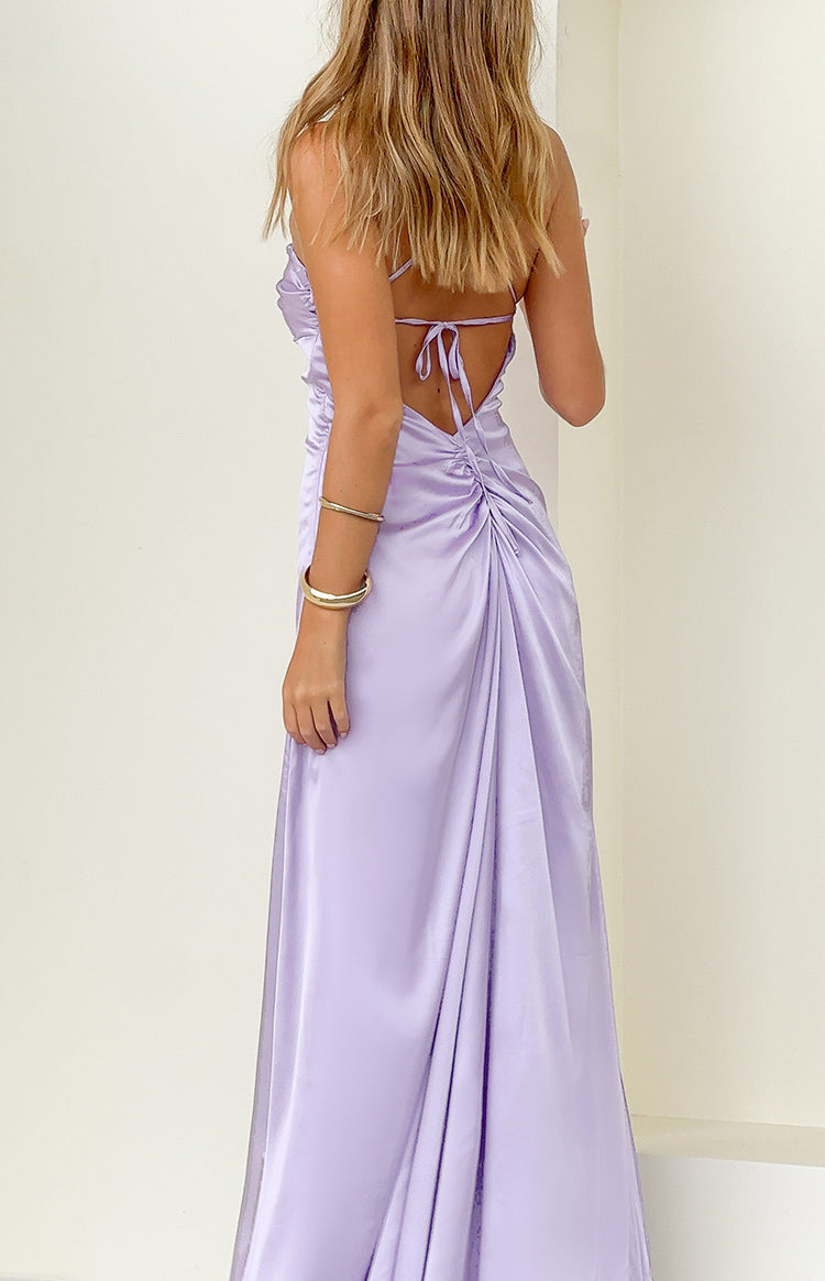 Blaise Lilac Satin Maxi Dress — 1