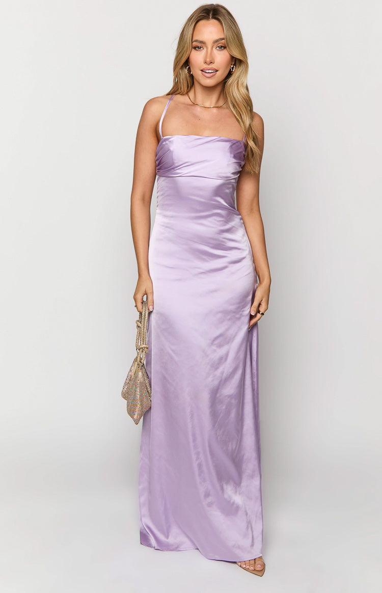 Blaise Lilac Satin Maxi Dress — 2