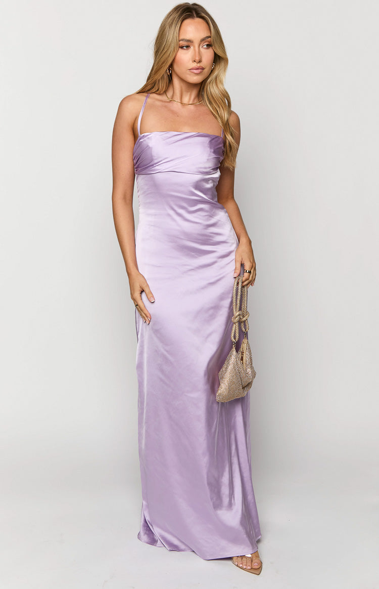 Blaise Lilac Satin Maxi Dress — 6