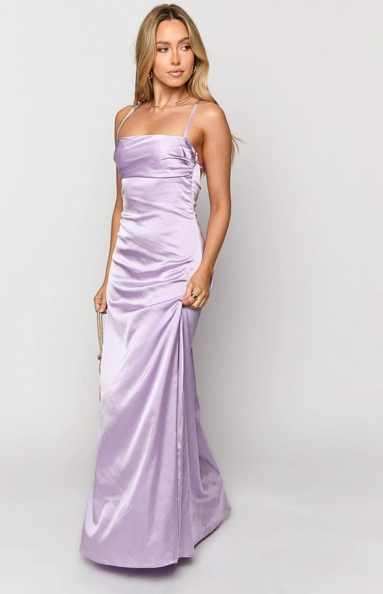 Blaise Lilac Satin Maxi Dress — 7