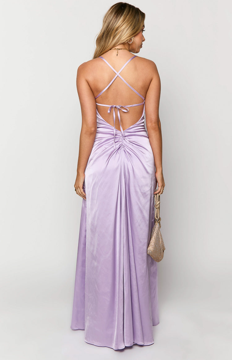 Blaise Lilac Satin Maxi Dress — 8