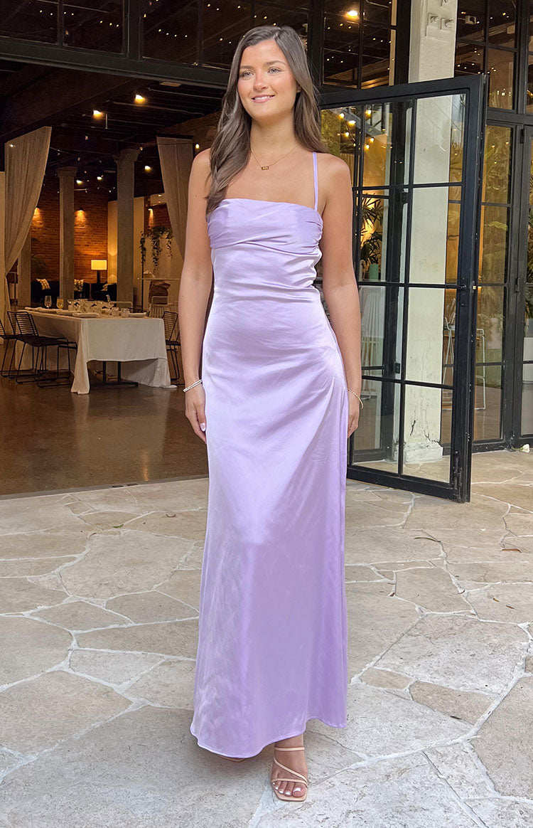 Blaise Lilac Satin Maxi Dress — 12