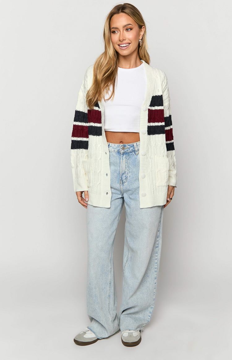 Nikkitta Cream Striped Cardigan — 5