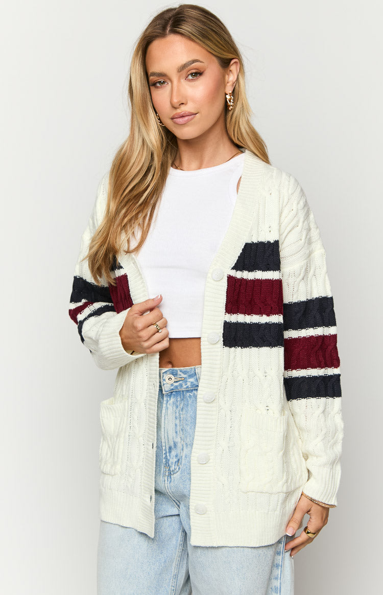 Nikkitta Cream Striped Cardigan — 7