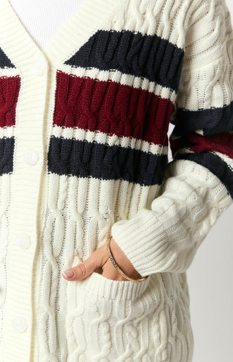 Nikkitta Cream Striped Cardigan — 9