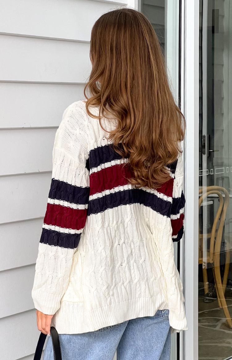 Nikkitta Cream Striped Cardigan — 12