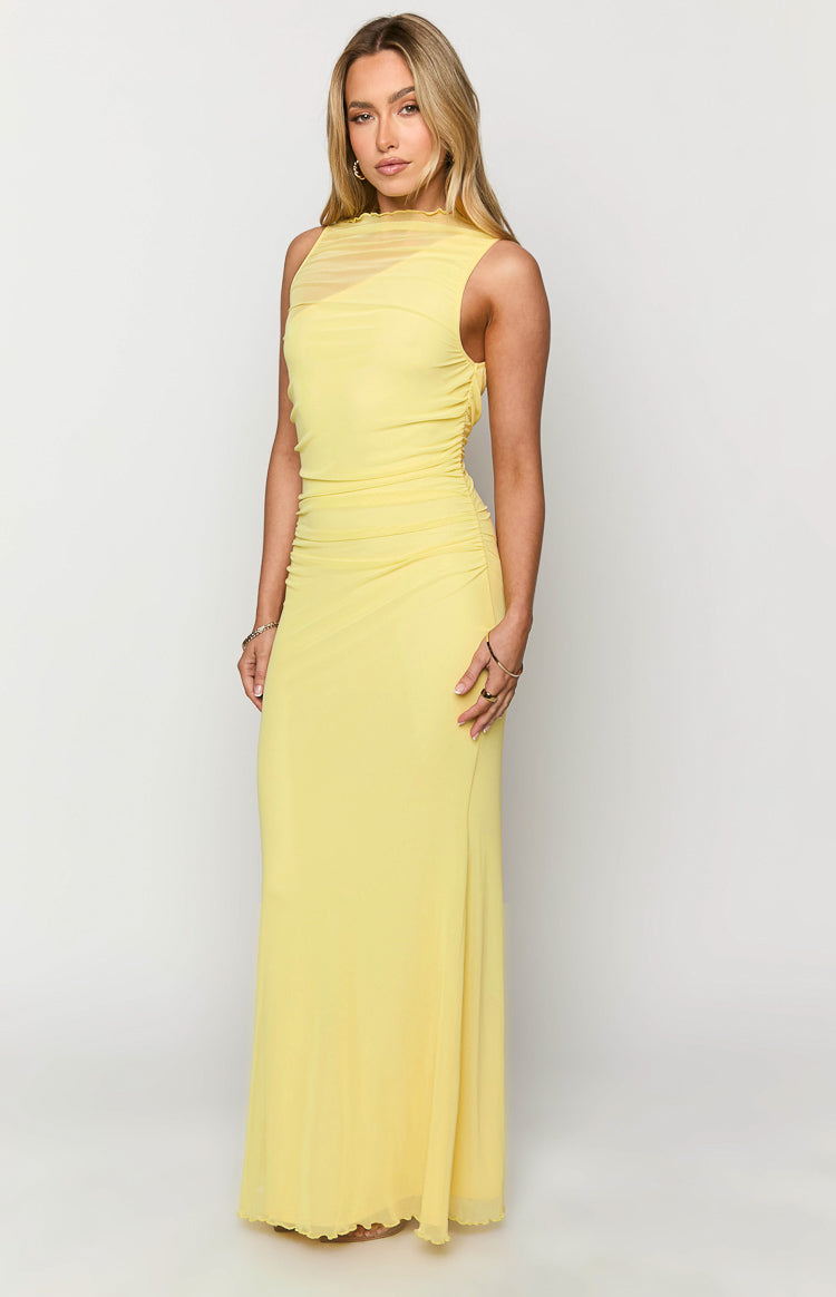 Luca Yellow Mesh Maxi Dress — 4