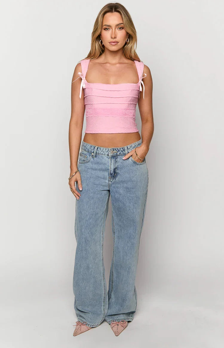 Sonny Mid Wash Low Rise Wide Leg Jeans — 2