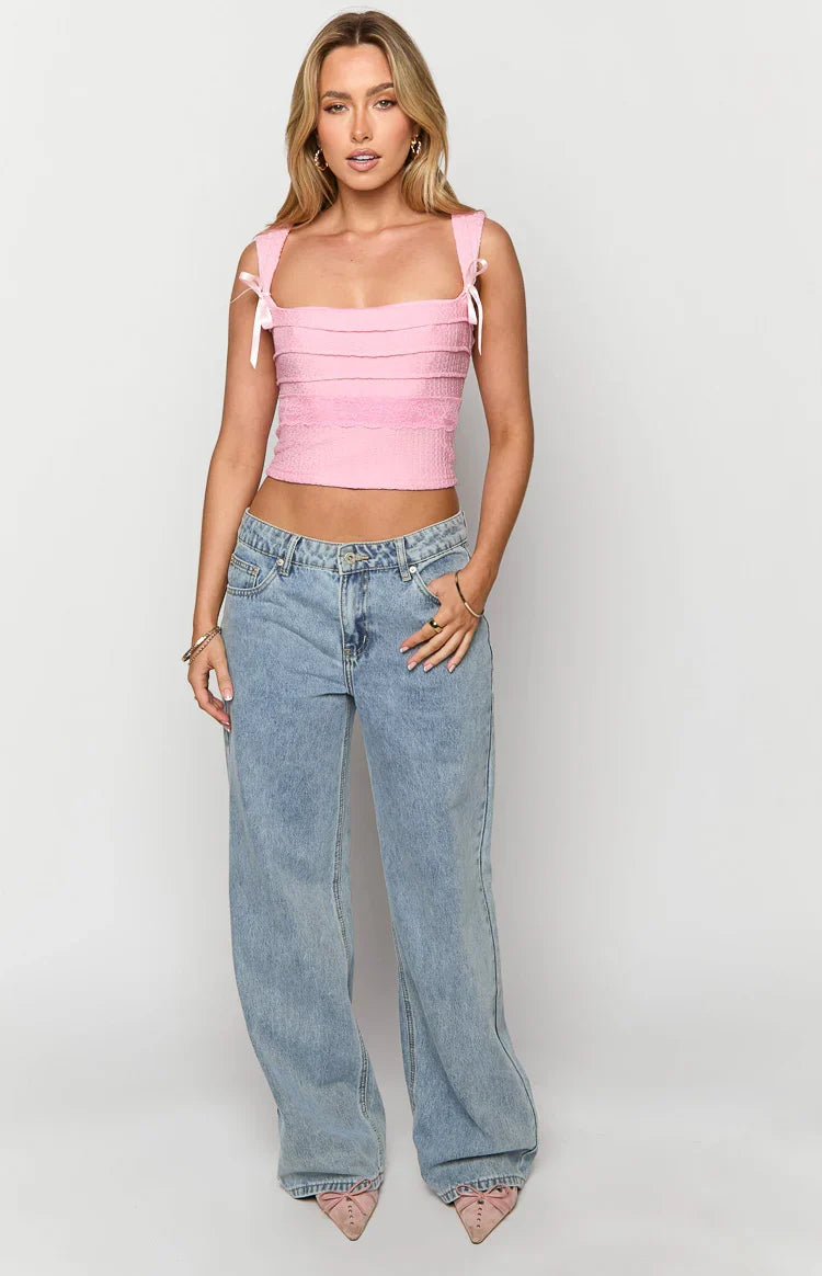 Sonny Mid Wash Low Rise Wide Leg Jeans — 3