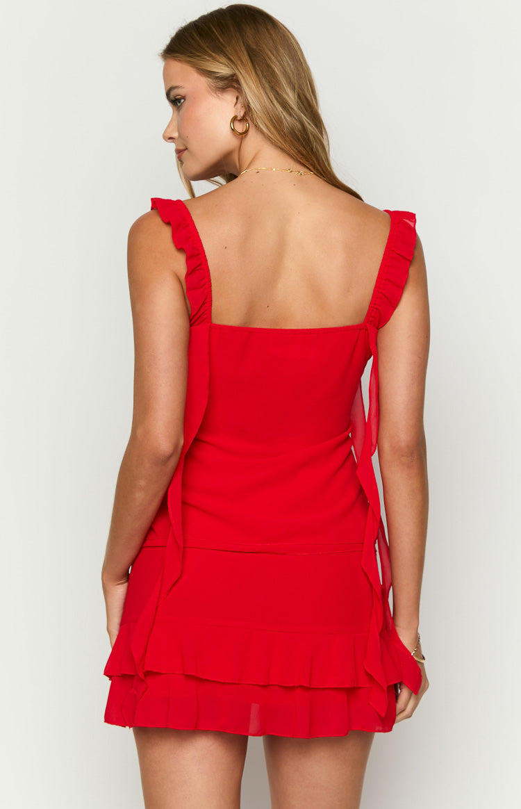 Caspian Red Chiffon Top — 5