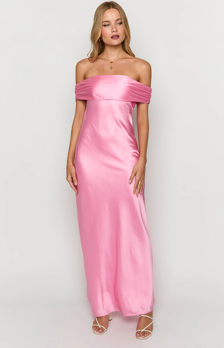 Seraphina Pink Off The Shoulder Maxi Dress — 1
