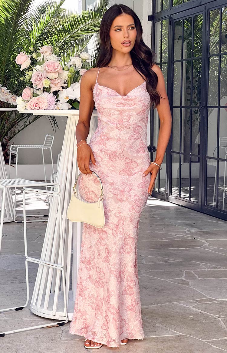Valentina Pink Butterfly Maxi Dress — 1