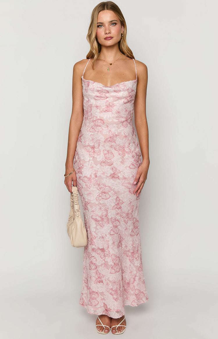 Valentina Pink Butterfly Maxi Dress — 2