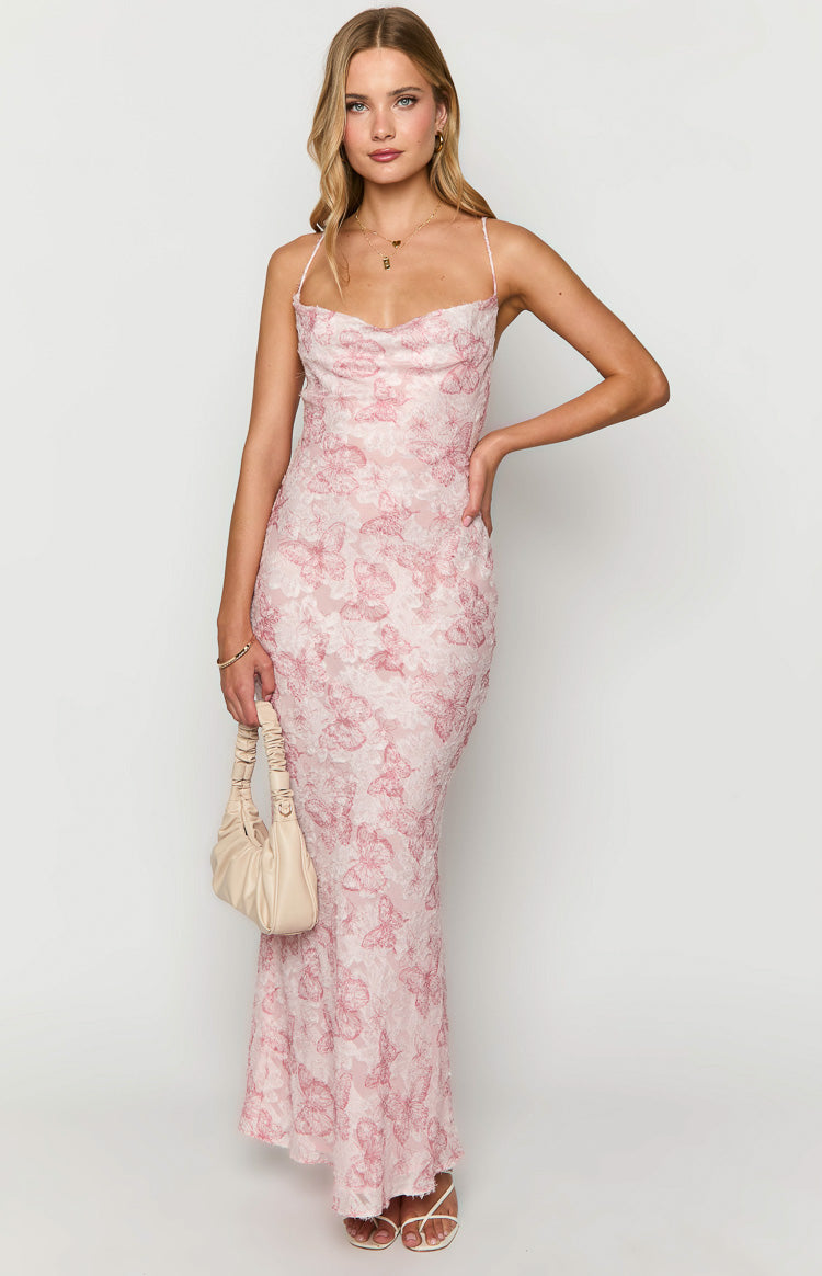 Valentina Pink Butterfly Maxi Dress — 3