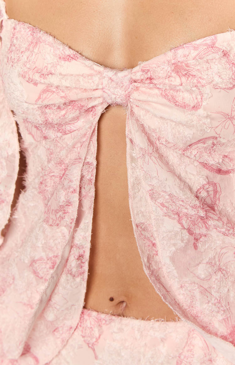 Caspian Pink Butterfly Chiffon Top — 6