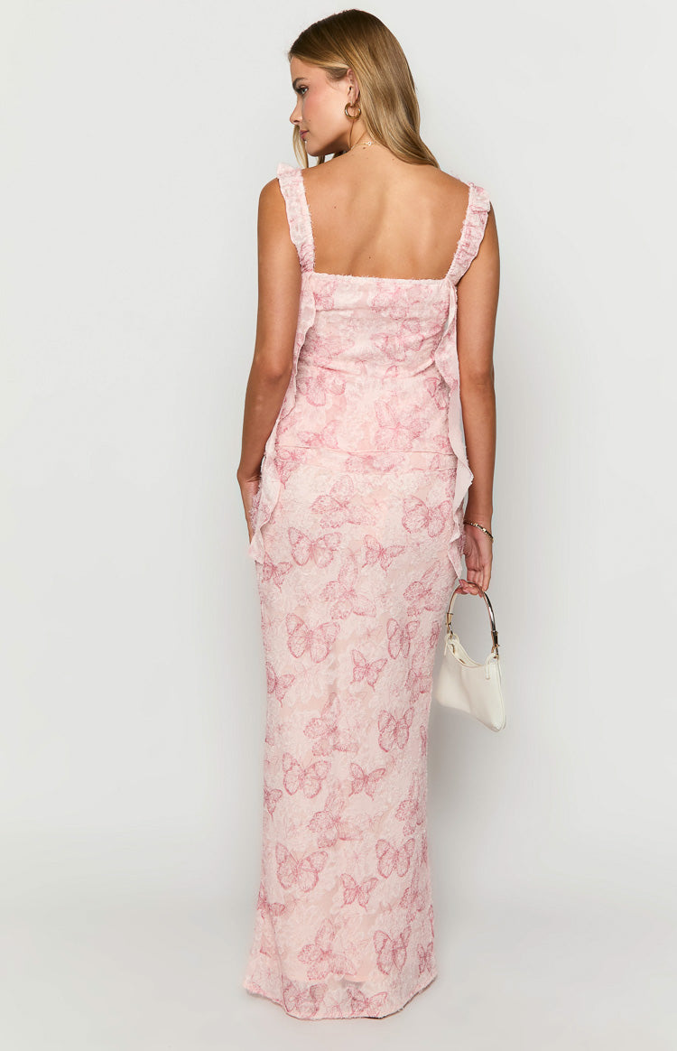 Jacqulin Pink Butterfly Maxi Skirt — 5